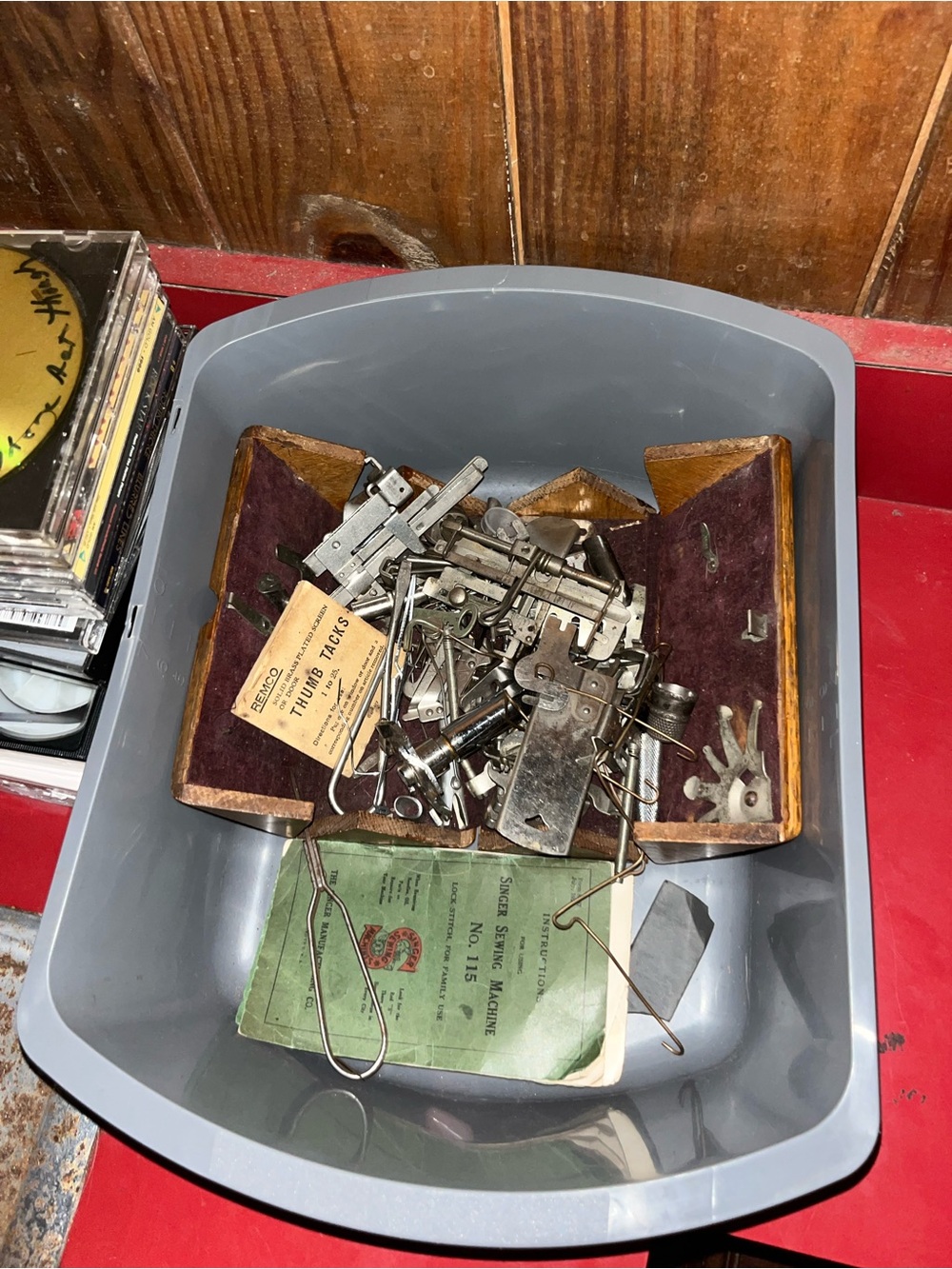 Singer Sewing Equipment #115,#127,128 With Wooden Box Many Pieces